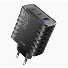 Proove Speed Surge Gan Ātrais Lādētājs 65w 3 Portu (1*USB 2*Type-C) Melns