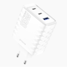 Proove Speed Surge Gan Ātrais Lādētājs 65w 3 Portu (1*USB 2*Type-C) Balts